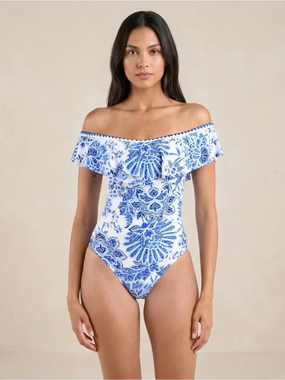 La Blanca Beyond The Pacific Off Shoulder Ruffle One Piece Swimsuit 12
